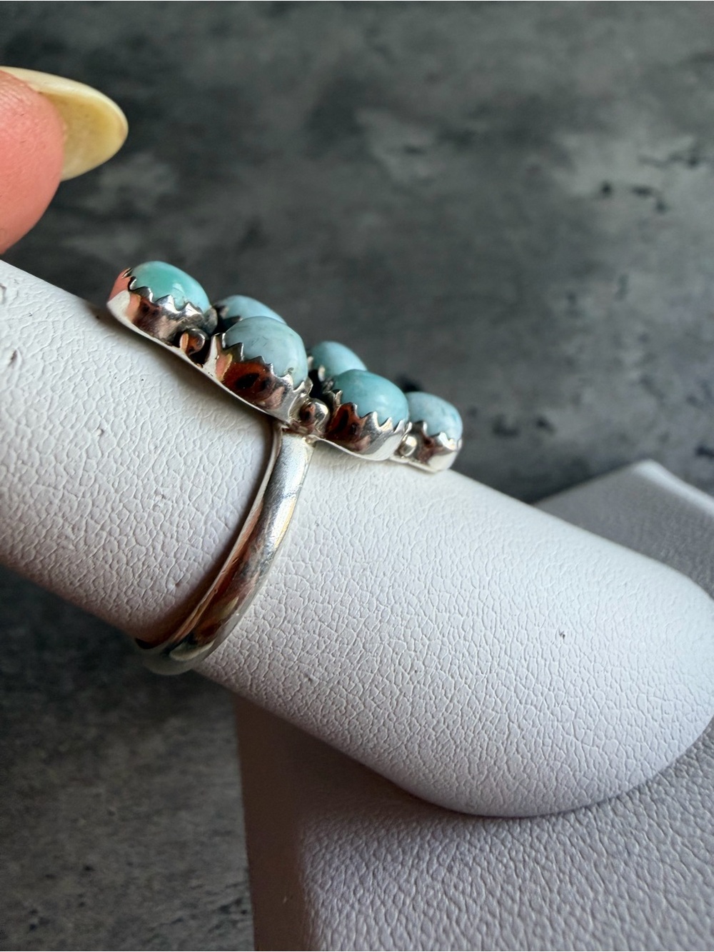 Sterling Silver Blue Larimar Cluster Ring - Sz 6.5 - Picture 3 of 8